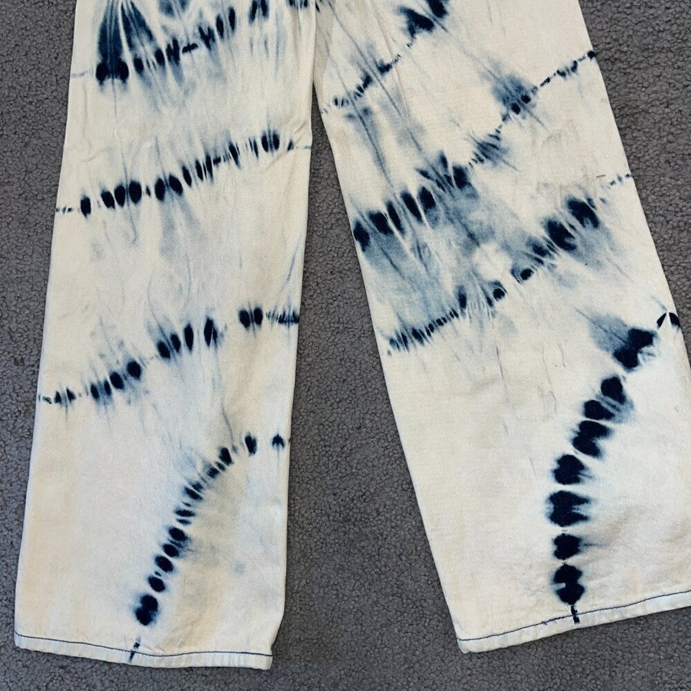 BDG Urban Outfitters HIGH & WIDE Cream & Blue Tie Dye Jeans Pants - NWT - 25 - Picture 6 of 14